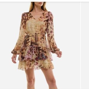 Socialite Long Sleeve Ruffle Tiered Mini Dress